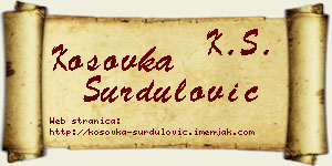 Kosovka Surdulović vizit kartica